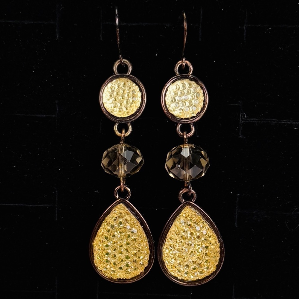 Gorgeous, champagne bling, long dangle pierced earrings
